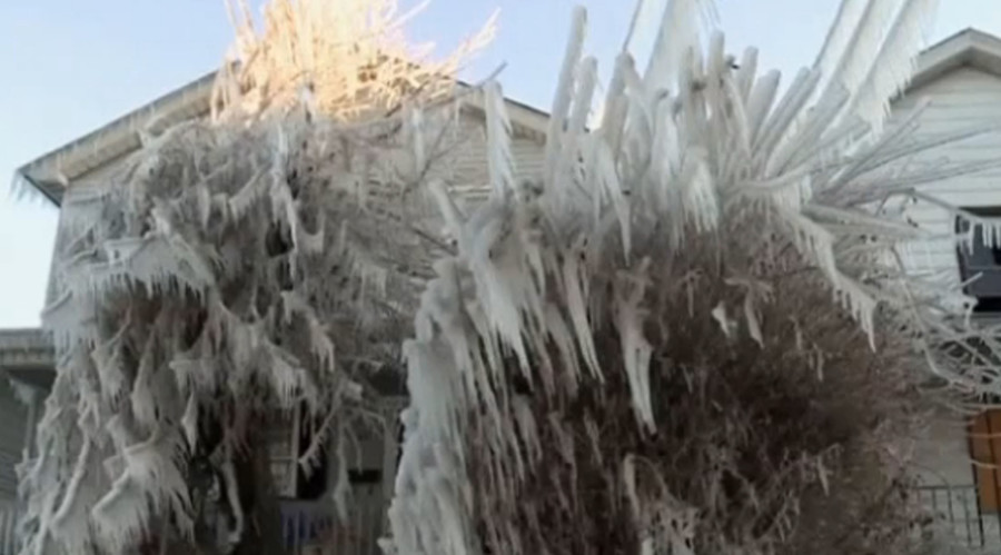 Water main break turns parts of Pennsylvanian city into winter wonderland