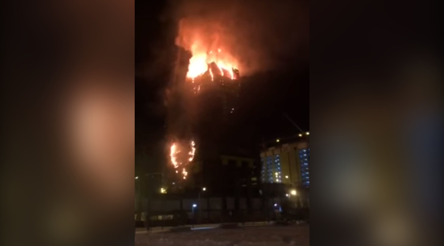 Huge fire at Abu Dhabi Plaza high-rise in Astana (VIDEO)