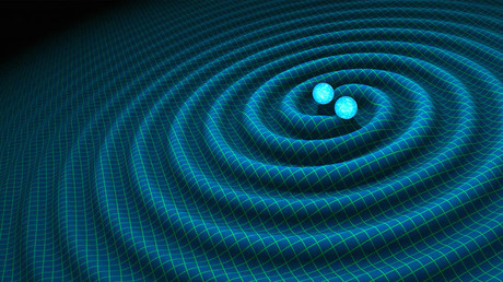 An artist's impression of gravitational waves generated by binary neutron stars. © R. Hurt/Caltech-JPL