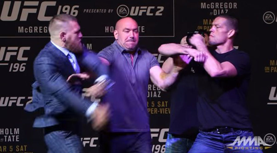 McGregor and Diaz scuffle ahead of UFC 196 bout (VIDEO)