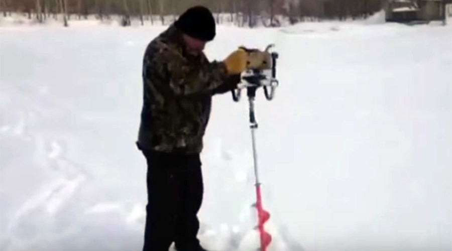 Stay cool: Ice drill jumps free, fights human handler (VIDEO)