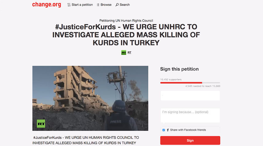 RT’s #JusticeForKurds petition garners 10k signatures in matter of days