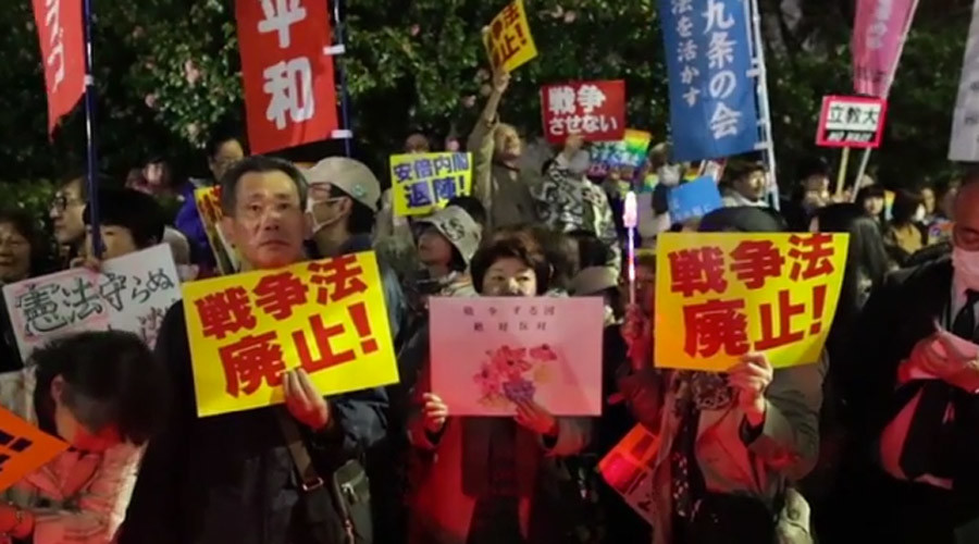 'We don't condone war': Protesters rally against law allowing Japan to defend allies abroad (VIDEO)