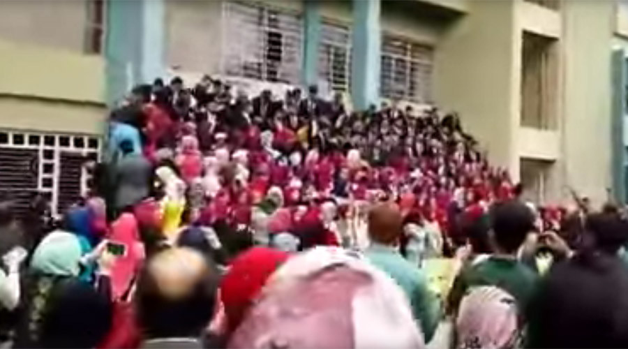 Chaos as stand holding more than 100 graduates collapses in front of horrified parents (VIDEO)