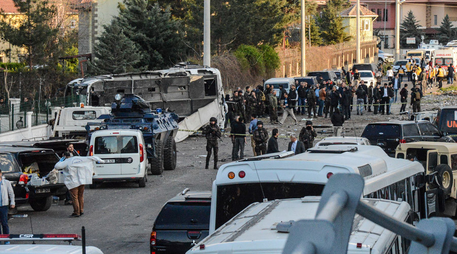 7 killed, 27 injured as suicide bomb strikes police vehicle near bus stop in Diyarbakir