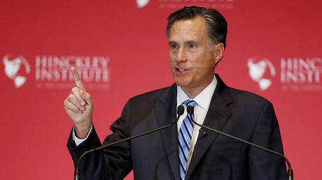 Former Republican U.S. presidential nominee Mitt Romney speaks critically about current Republican presidential candidate Donald Trump and the state of the 2016 Republican presidential campaign during a speech at the Hinckley Institute of Politics at the University of Utah in Salt Lake City, Utah. 