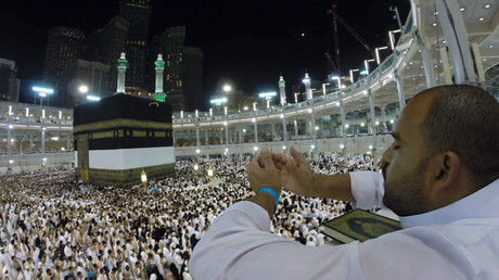 A Muslim pilgrim prays around the holy Kaaba at the Grand Mosque, during the annual haj pilgrimage in Mecca © Muhammad Hamed 