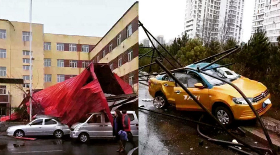 Raise the roof: Storm tearing top off building caught on video