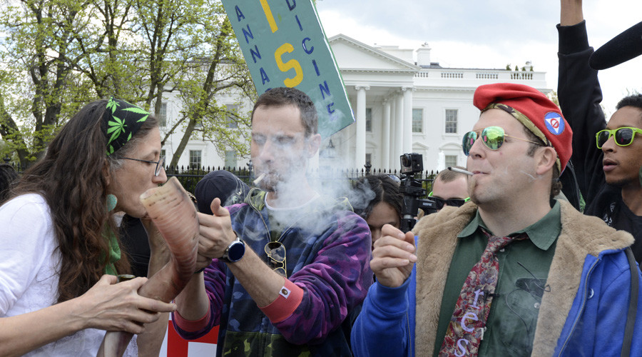 Inhale to the chief: Pot activists light up outside the White House