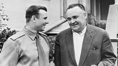 Hero of the Soviet Union and Pilot-Cosmonaut of the U.S.S.R. Yuri Gagarin (left) and Twice Hero of Socialist Labor, Lenin Prize holder and Academician Sergey Korolev. © I. Snegirev