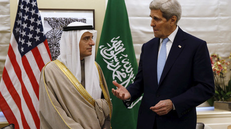 U.S. Secretary of State John Kerry speaks during his meeting with Saudi Arabia's Foreign Minister Adel al-Jubeir © Kevin Lamarque