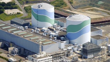 An aerial view shows the No.1 (L) and No.2 reactor buildings at Kyushu Electric Power's Sendai nuclear power station in Satsumasendai, Kagoshima prefecture, Japan. © Kyodo TPX 