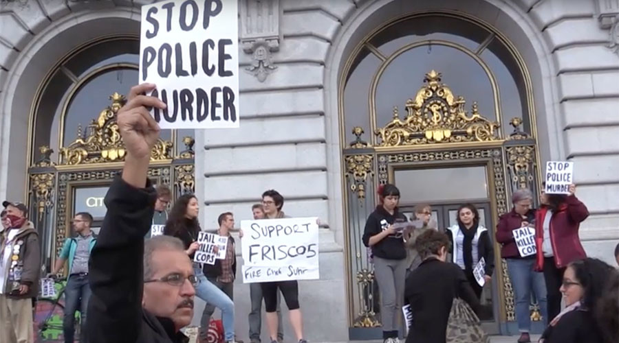 Hundreds of protesters striking at SF City Hall over police killings