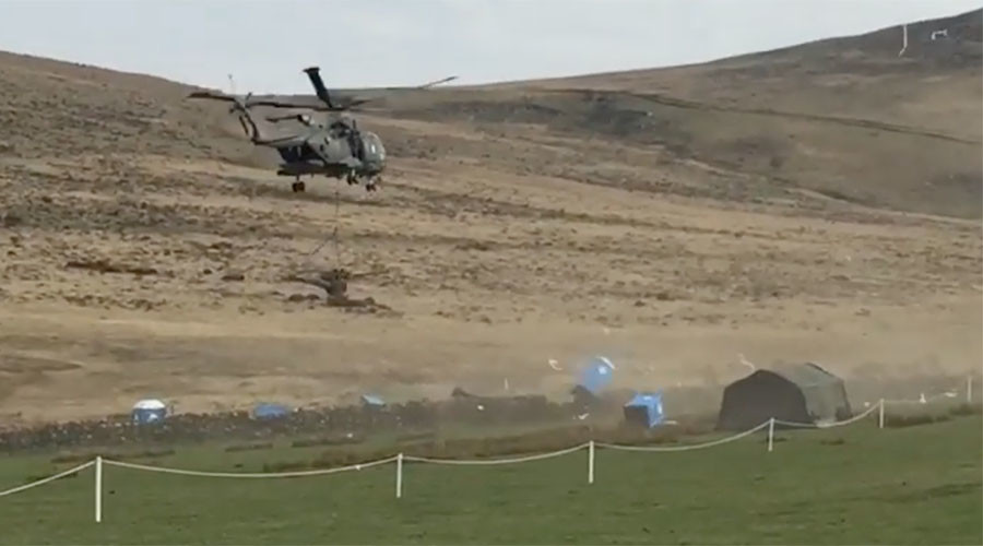 Toilet takedown: Royal Navy helicopter obliterates portaloos (VIDEO)
