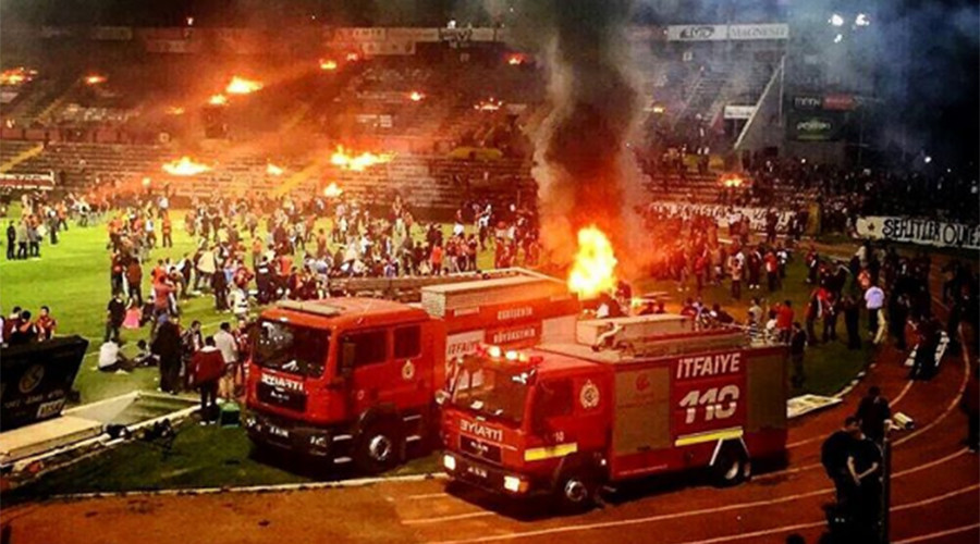 3 injured as Turkish football fans set fire to own stadium ...