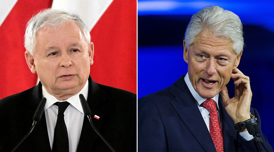 Leader of the Law and Justice party Jaroslaw Kaczynski (L) and Former U.S. President Bill Clinton. © Reuters