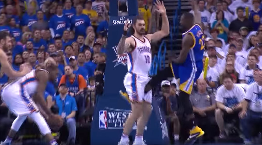 Ouch! Oklahoma Thunder’s Steven Adams hit in the groin… again (VIDEO)