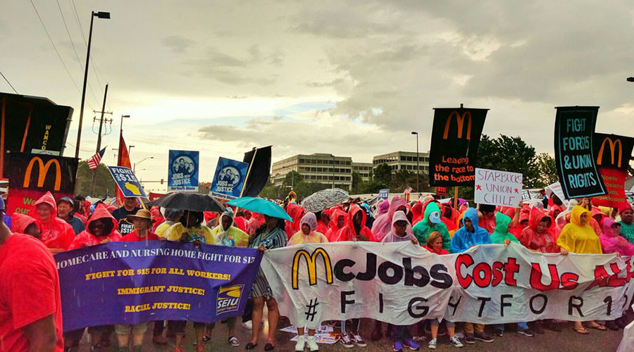 ‘Fight for 15’ protest occupies McDonald’s HQ, sets up camp