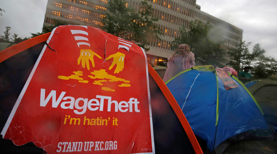 Minimum wage protest enters 2nd day at McDonald’s global campus