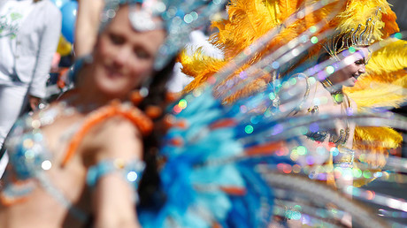 Dancers take part in the Karneval der Kulturen (Carnival of Cultures) street parade of ethnic minorities in Berlin, Germany, May 15, 2016 © Hannibal Hanschke 
