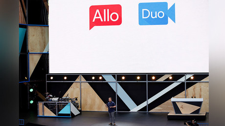 Erik Kay, engineering director at Google, introduces Allo and Duo on stage during the Google I/O 2016 developers conference in Mountain View, California May 18, 2016. © Stephen Lam