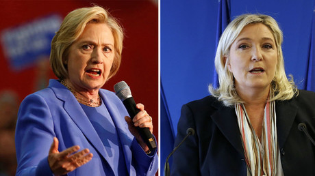 U.S. Democratic presidential candidate Hillary Clinton (L), Marine Le Pen, France's far-right National Front political party leader. © Reuters