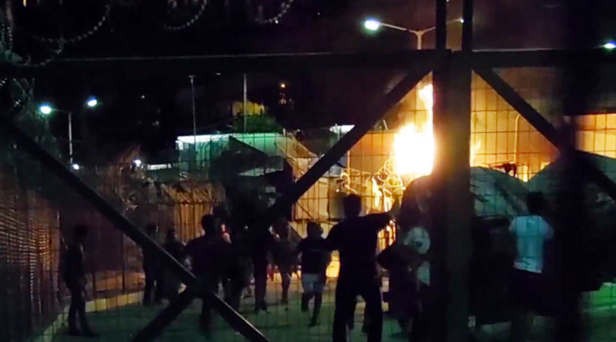 Inter-ethnic brawl between 150 refugees at Samos camp in Greece leads to blaze and arrests
