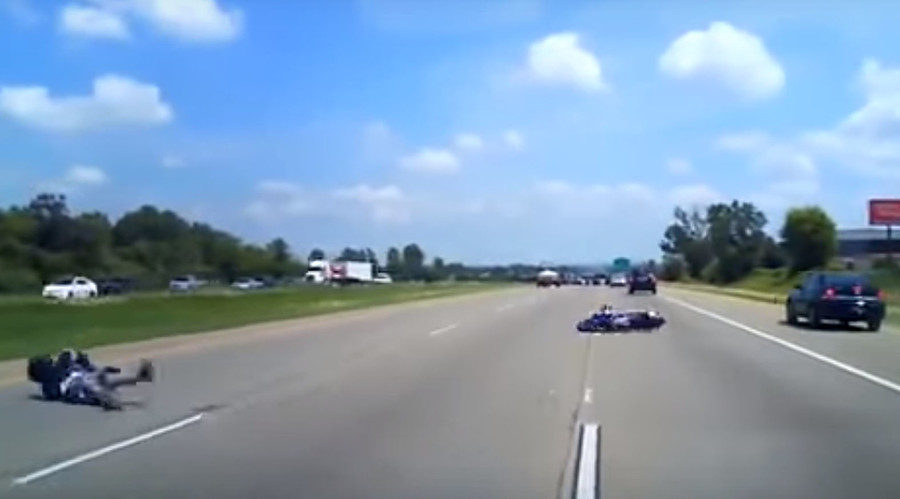 Biker dodges death by the skin of his jacket (VIDEO)