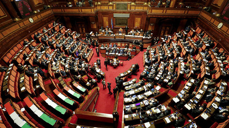 A general view of the Italian Senate is seen during a debate in Rome, Italy. © Remo Casilli