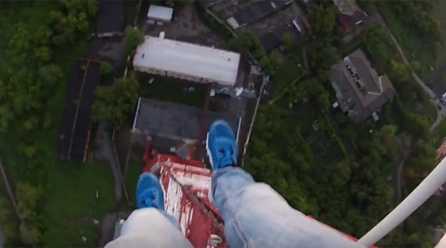 Sun rises for mad Russian rooftoppers at peak of 640-foot TV tower (VIDEO)