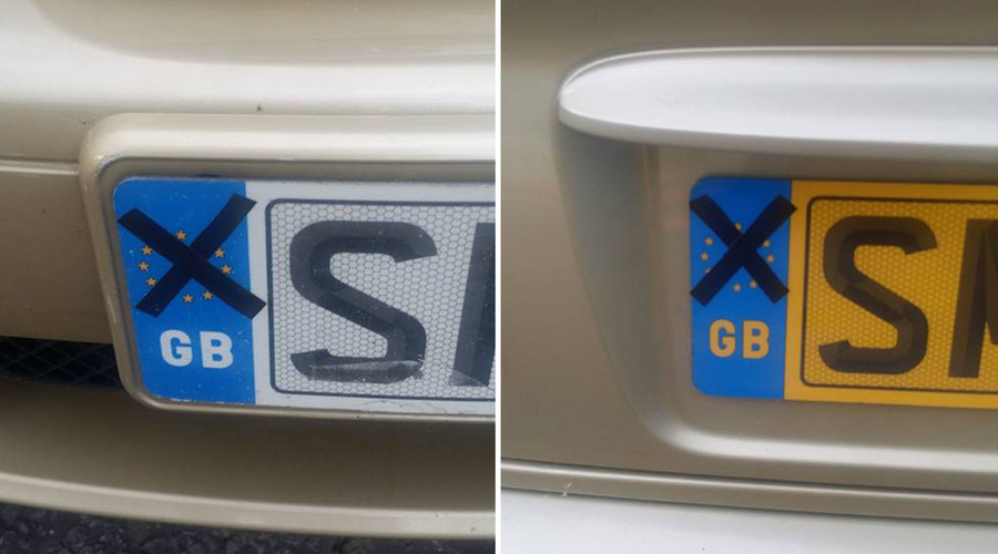 UK cars get Brexit treatment as drivers cover EU symbols