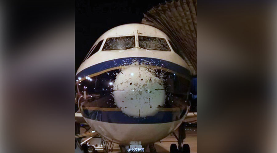 Chinese plane makes miraculous landing after hailstorm cracks cockpit windows