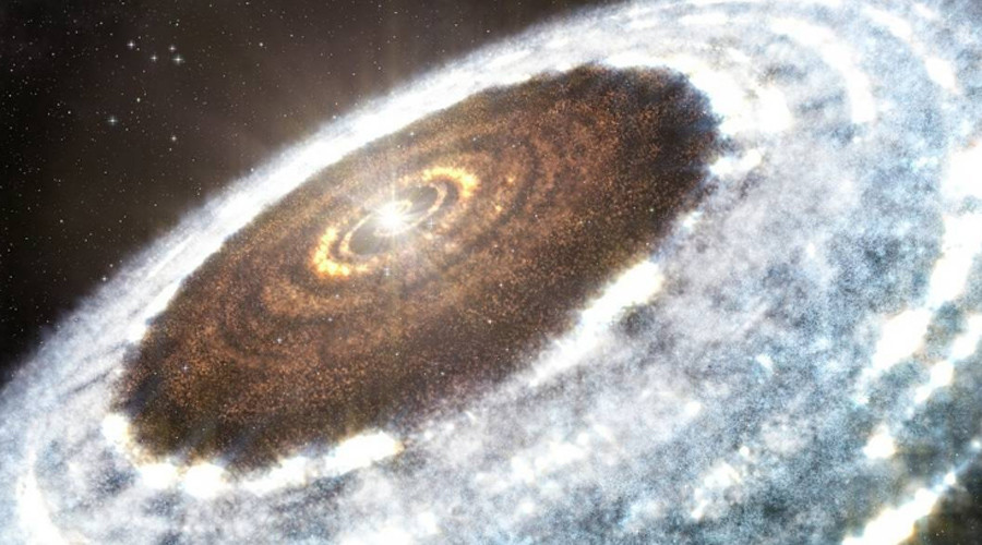 Astronomers discover snow surrounding new star for the first time