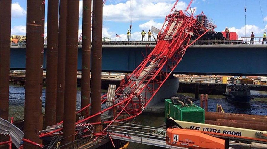 Injuries reported after crane collapses onto major NYC-area bridge