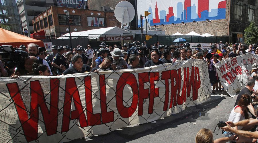 Wall Off Trump demonstration built inside RNC’s secure perimeter (PHOTOS, VIDEOS)