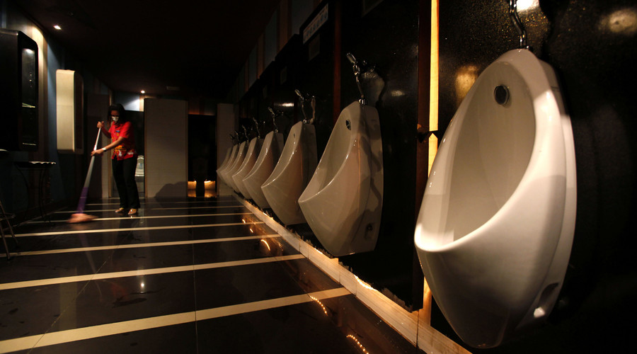 Czech officials hope wee bit of fun at urinals will combat men’s cancer