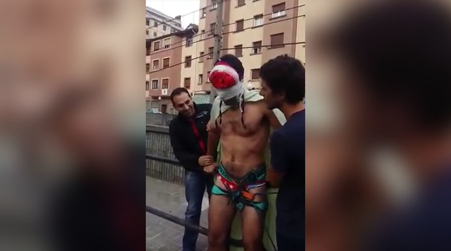 Blindfolded groom tricked into ‘bungee’ jump by bachelor party pals (VIDEO)