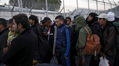 Refugees and migrants wait to be registered at the Moria refugee camp on the Greek island of Lesbos, November 5, 2015. © Alkis Konstantinidis