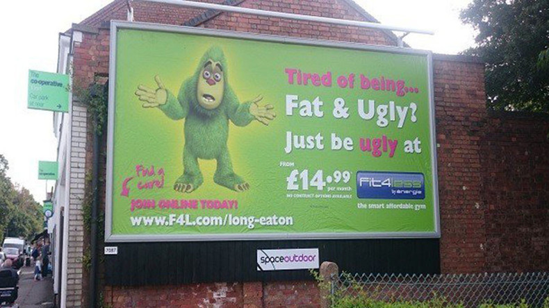 ‘Fat & ugly’ gym poster promotes bullying, say critics — RT UK