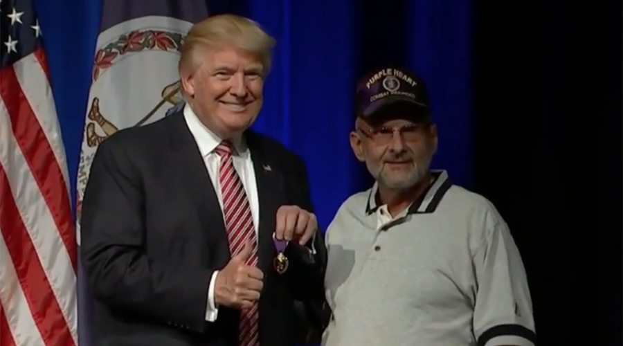 ‘Does he know what it’s for?’ Internet agog as Trump gets Purple Heart