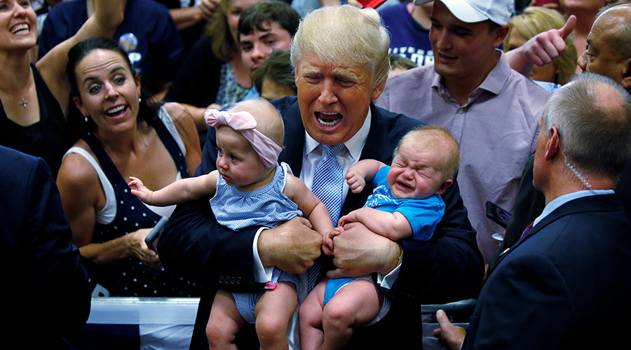 Trump kicks baby out of rally moments after telling mother he liked its crying (VIDEO)