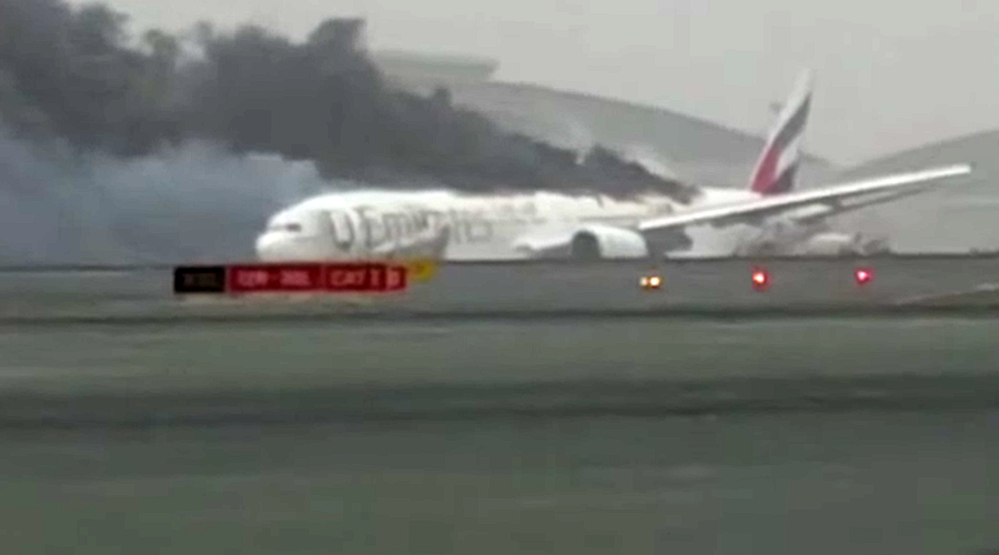 Raw footage shows confusion, fear inside smoke-filled Emirates plane after crash-landing (VIDEO)