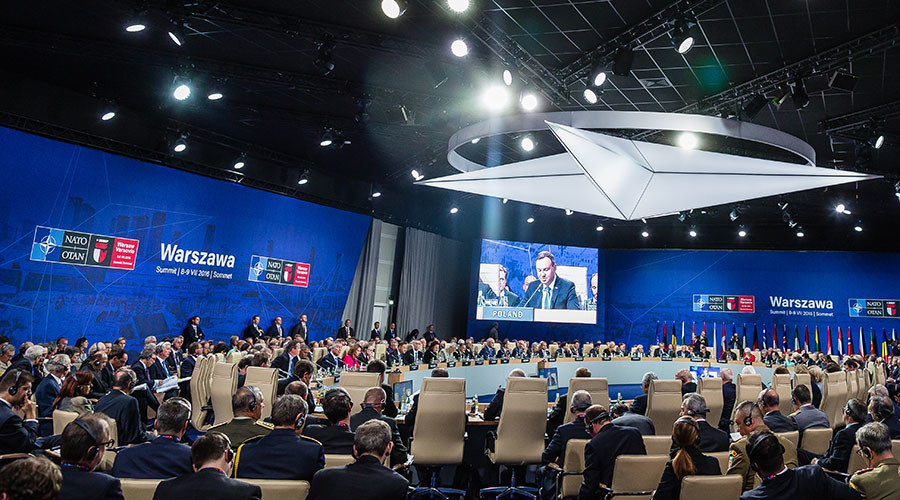 General view of the meeting of heads of state of the North Atlantic Council (NAC) taking place during a NATO summit on July 8, 2016 in Warsaw, Poland. © Wojtek Radwanski