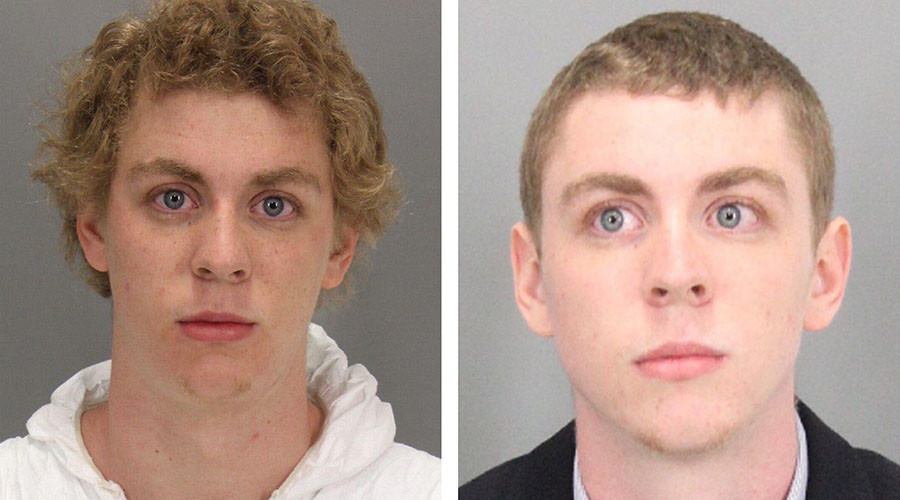 A combination booking photos shows former Stanford University student Brock Turner (L) on January 18, 2015 at the time of arrest and after Turner was sentenced to six months in county jail for the sexual assault of an unconscious woman, in Santa Clara County Sheriff's booking photo (R). © Reuters