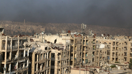 A general view shows rising smoke from burning tyres, which activists said are used to create smoke cover from warplanes, in Aleppo, Syria August 1, 2016  Abdalrhman Ismail