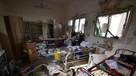 Damage is seen inside a hospital operated by Medecins Sans Frontieres after it was hit by a Saudi-led coalition air strike in the Abs district of Hajja province, Yemen August 16, 2016. © Abduljabbar Zeyad