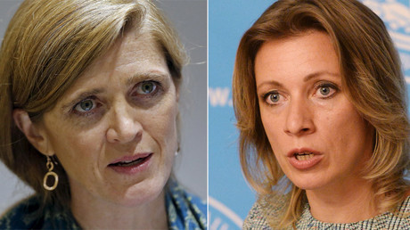 U.S. Ambassador to the United Nations Samantha Power ( © Anindito Mukherjee / Reuters) and Russian Foreign Ministry Spokesperson Maria Zakharova( © Iliya Pitalev / Sputnik)