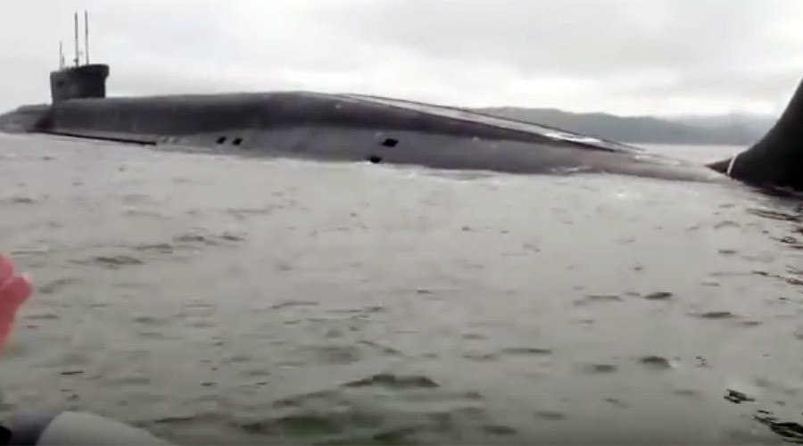 ‘Look my hands are shaking!’ Russian submarine surfaces beside fishermen (VIDEO)