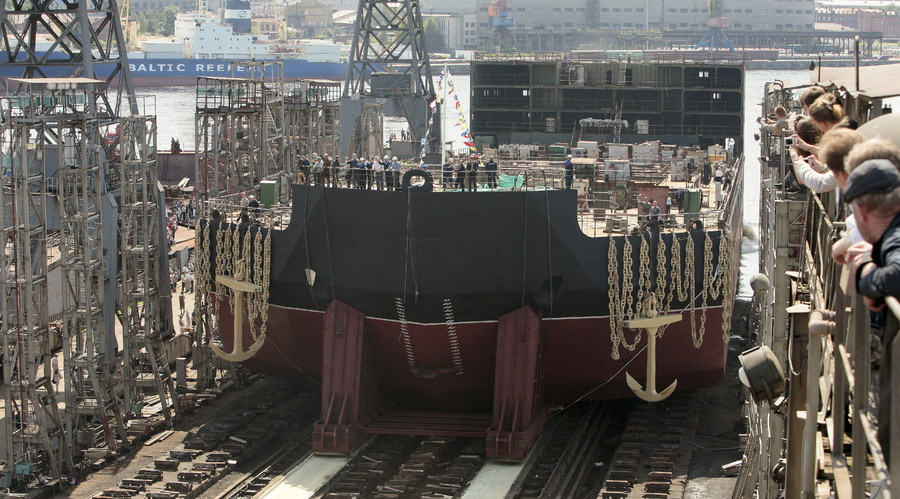 The generating unit of the world's first floating nuclear power plant Academician Lomonosov, was launched at the Baltiysky Zavod Shipyard of the United Industrial Corporation (UIC). © Alexei Danichev