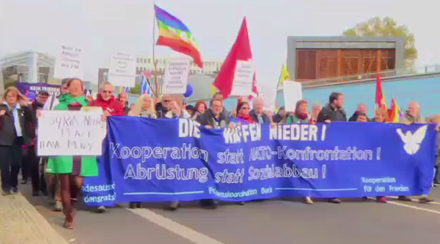 1,000s march for peace, against NATO in Berlin (VIDEO)